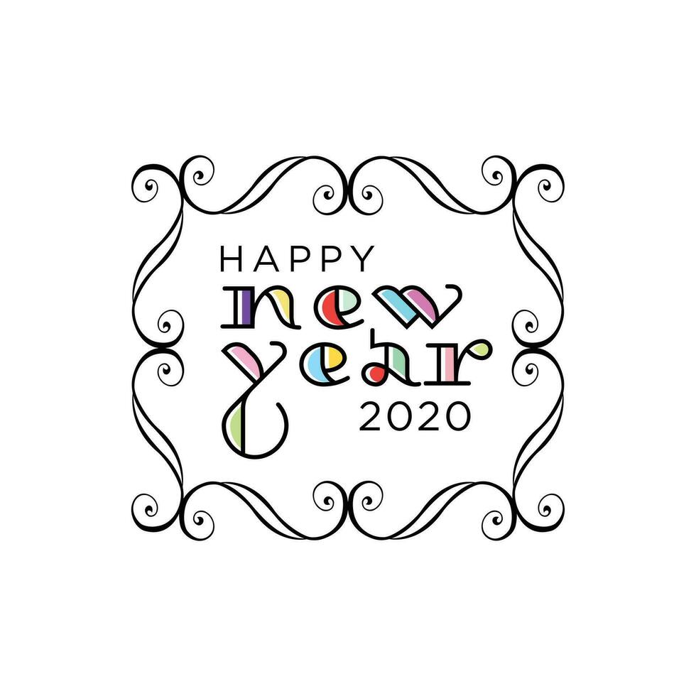 Happy New Year hand lettering vector