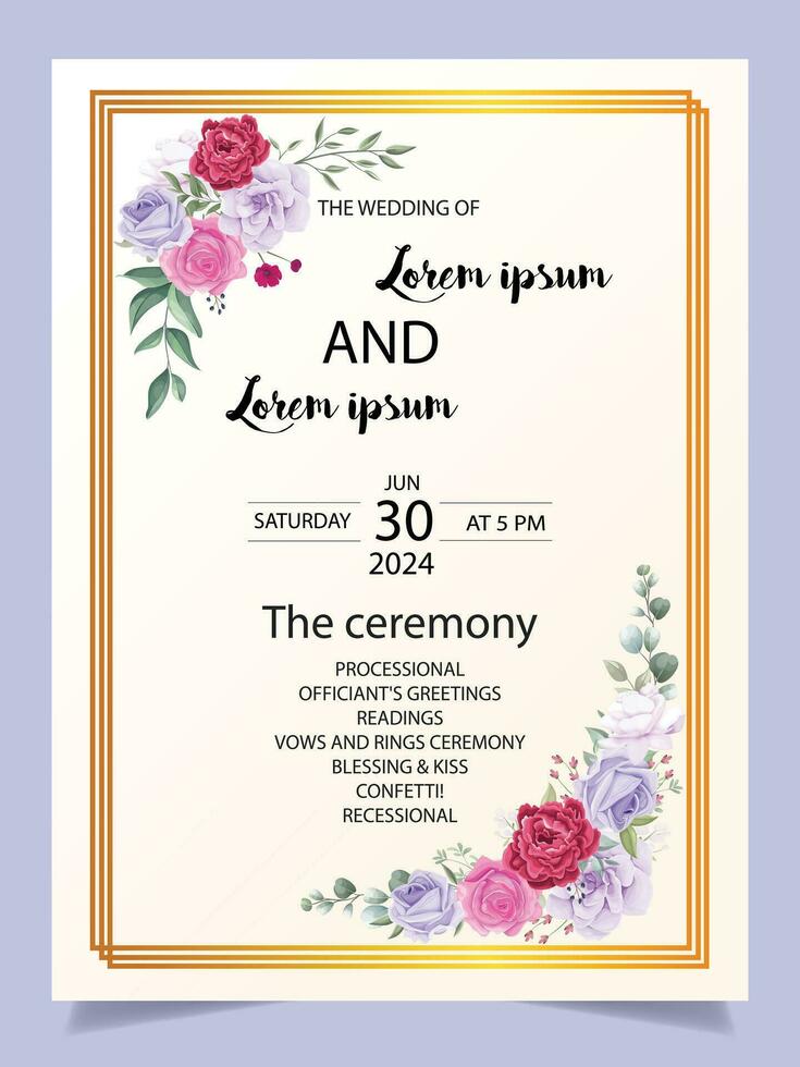 luxury and abstract wedding invitation card vector