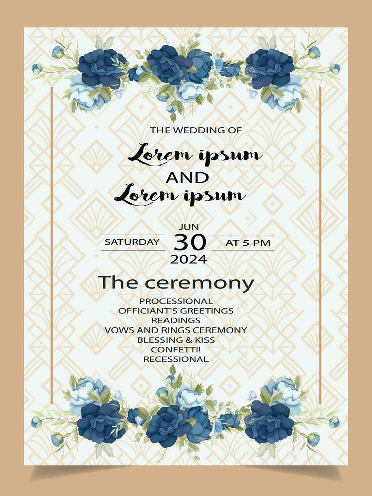 luxury and abstract wedding invitation card vector