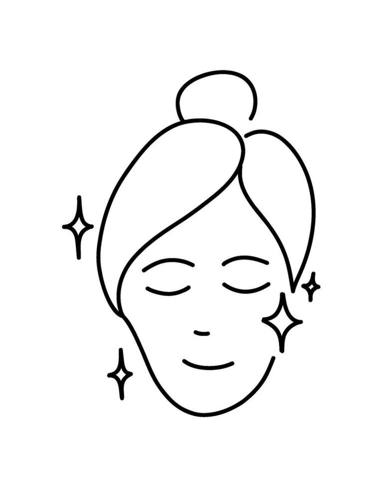 Female face after using cosmetic mask. Beauty treatment for young skin. spa and wellness procedure. vector