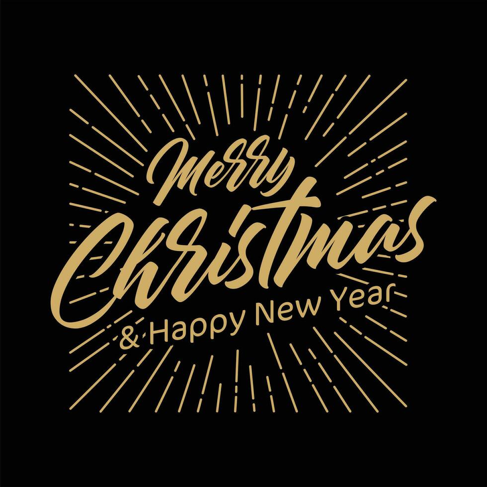 Merry Christmas and Happy New Year vector text Calligraphic Lettering design card.