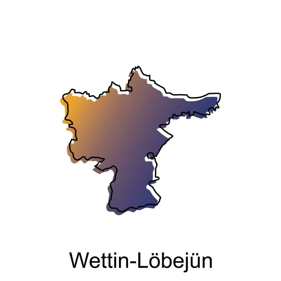 High detailed vector map of Wettin Lobejun modern outline, Logo Vector Design. Abstract, designs concept, logo, logotype element for template.