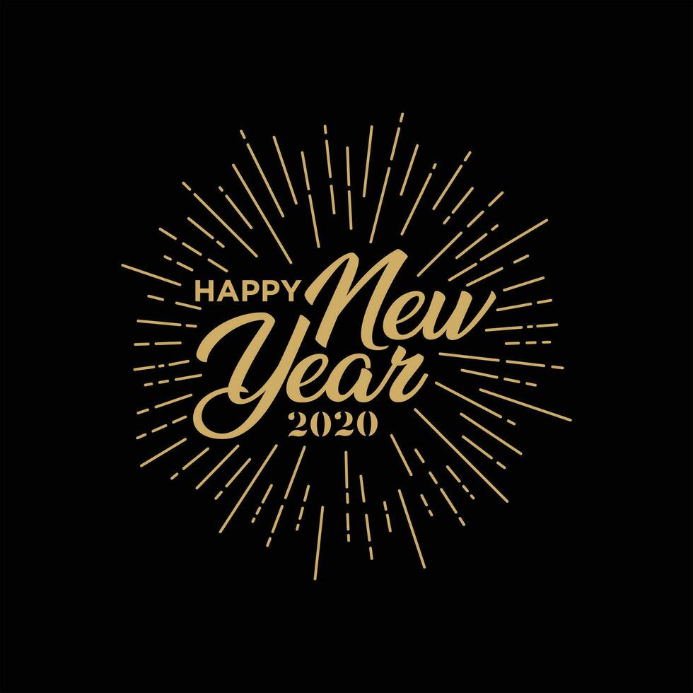 Happy New Year hand lettering vector