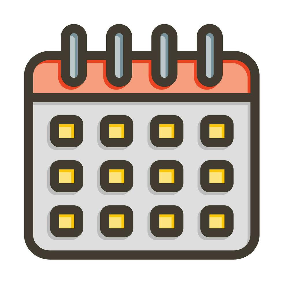 calendario vector grueso línea lleno colores icono para personal y comercial usar.