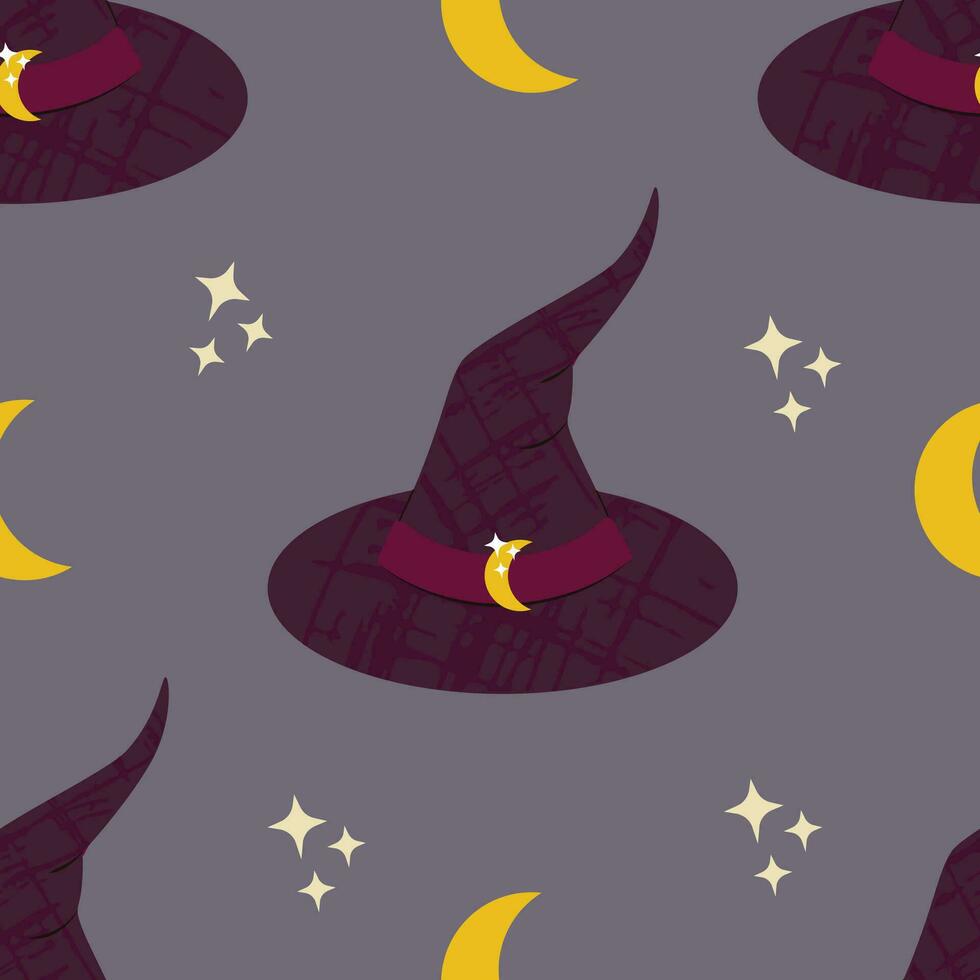 Halloween vector seamless pattern with witch hats