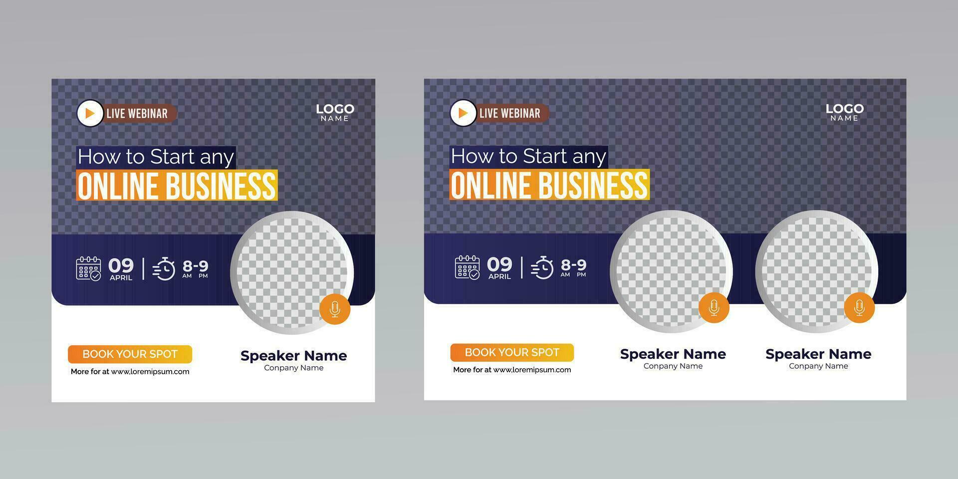 digital marketing creative technology business social media live webinar banner invitation template. vector
