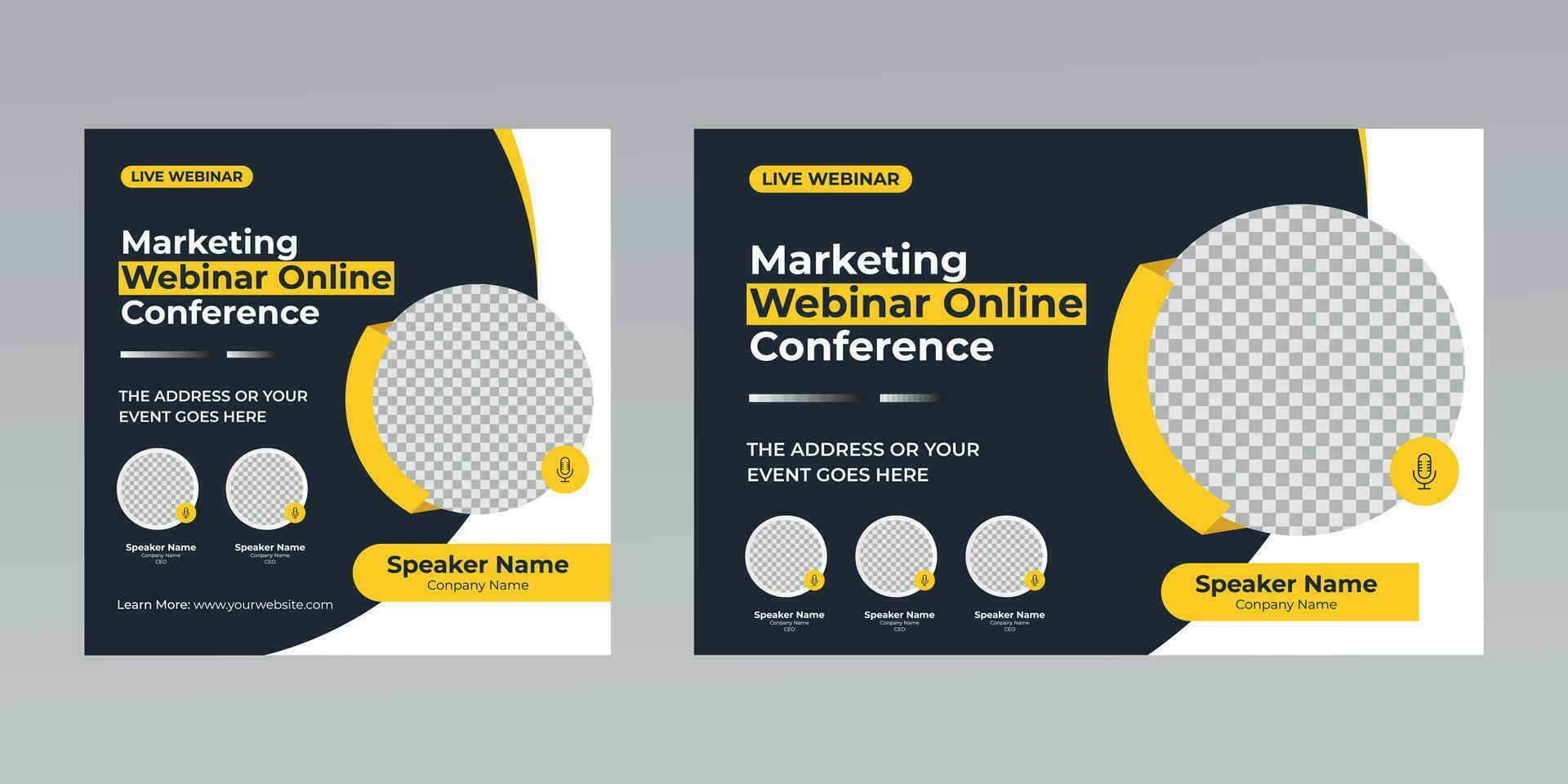 digital marketing creative technology business social media live webinar banner invitation template. vector