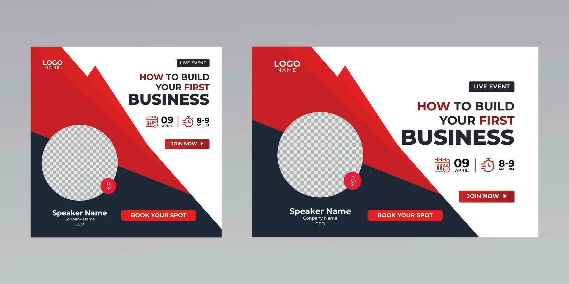 digital marketing creative technology business social media live webinar banner invitation template. vector
