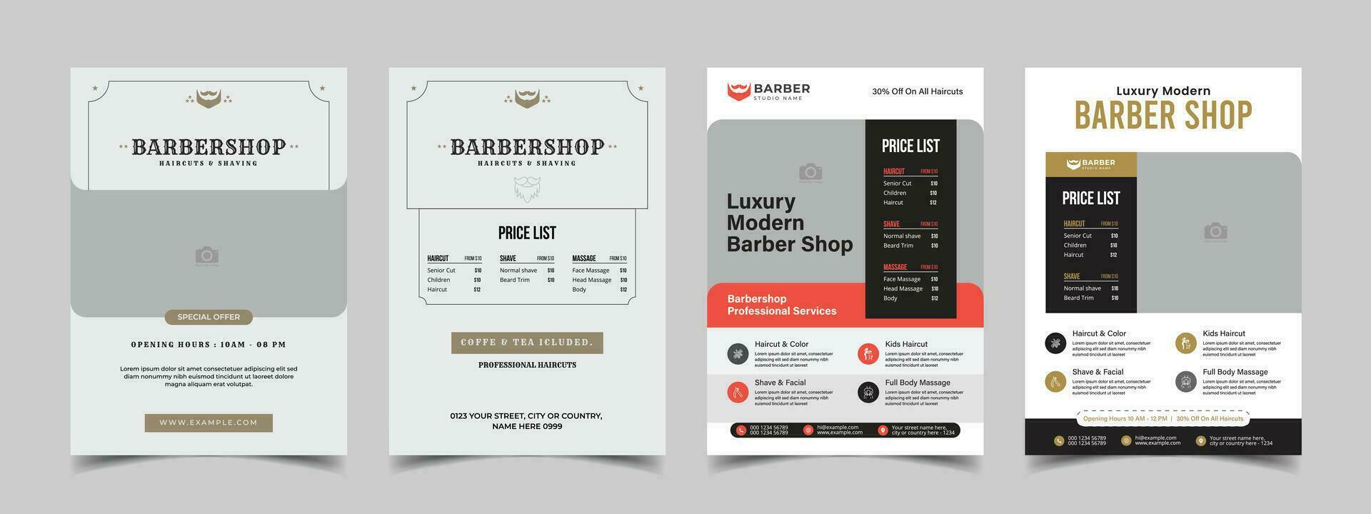 barbería volantes modelo diseño con editable promoción belleza salón folleto cubrir póster modelo vector