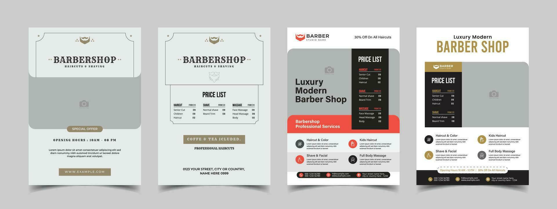 barbershop flyer template design with editable promotion beauty salon brochure cover poster template vector