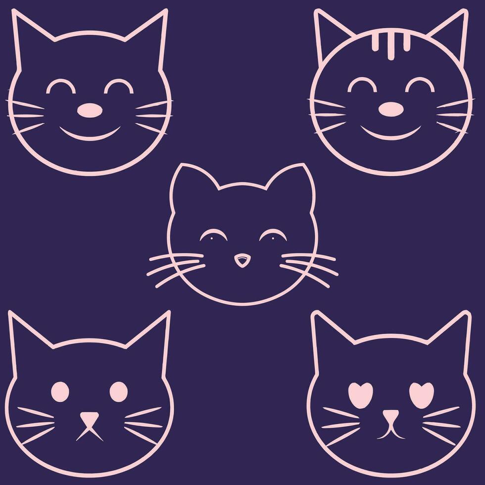 Cat hand drawn design with outline vector