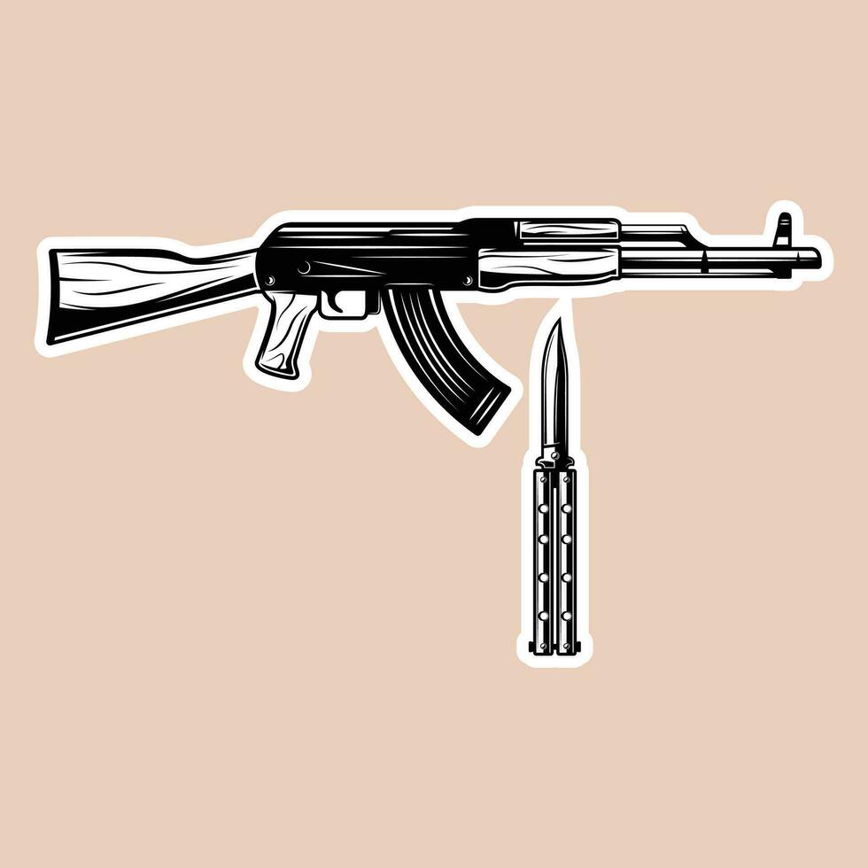 beautiful gun design in white and black vector