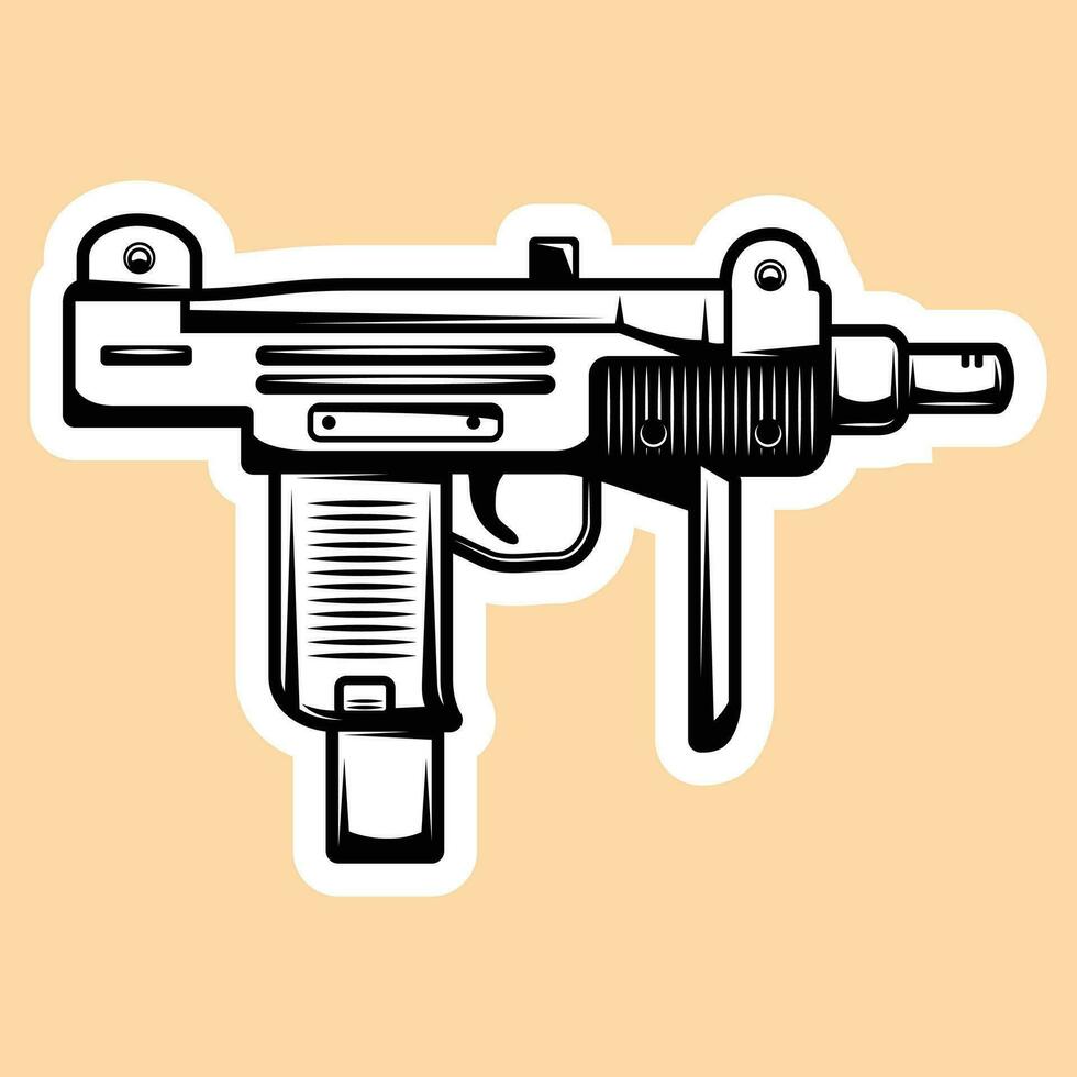 beautiful gun design in white and black vector