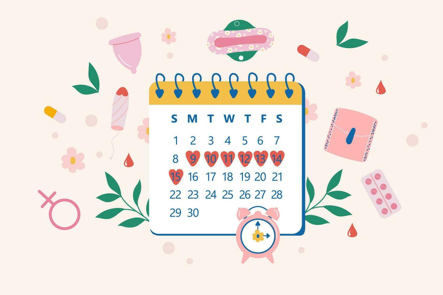 Menstrual calendar period woman concept vector