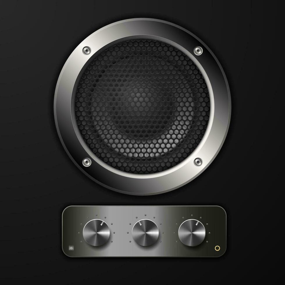 Sound speaker with grid and volume control. vector