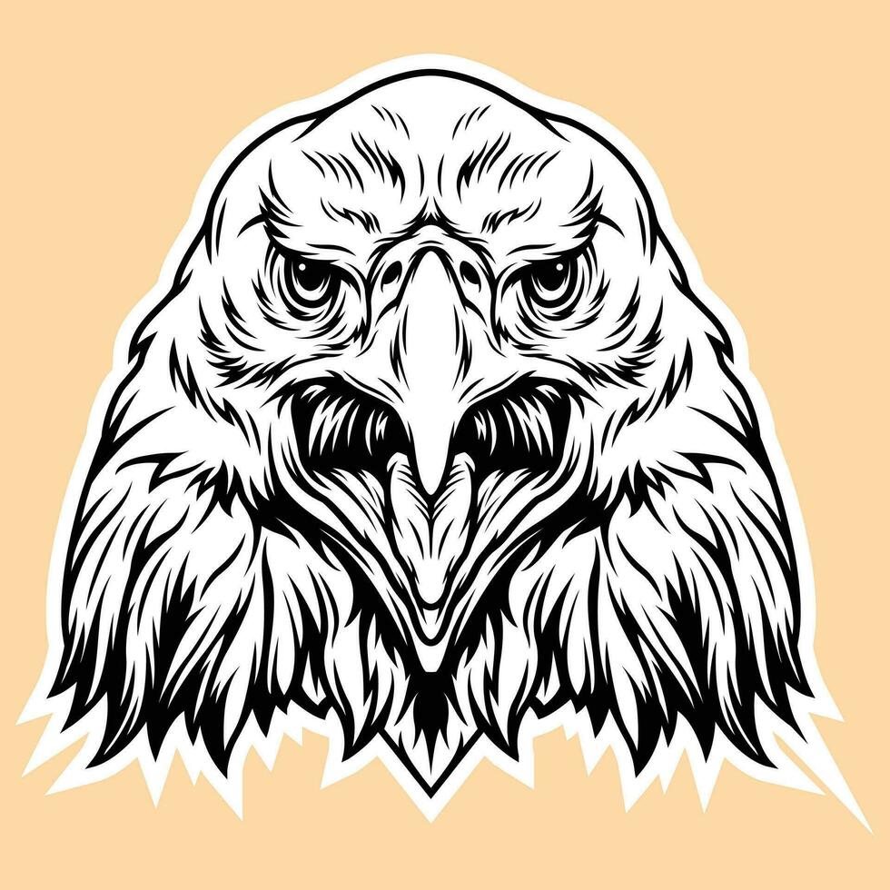 eagle face white and black vector