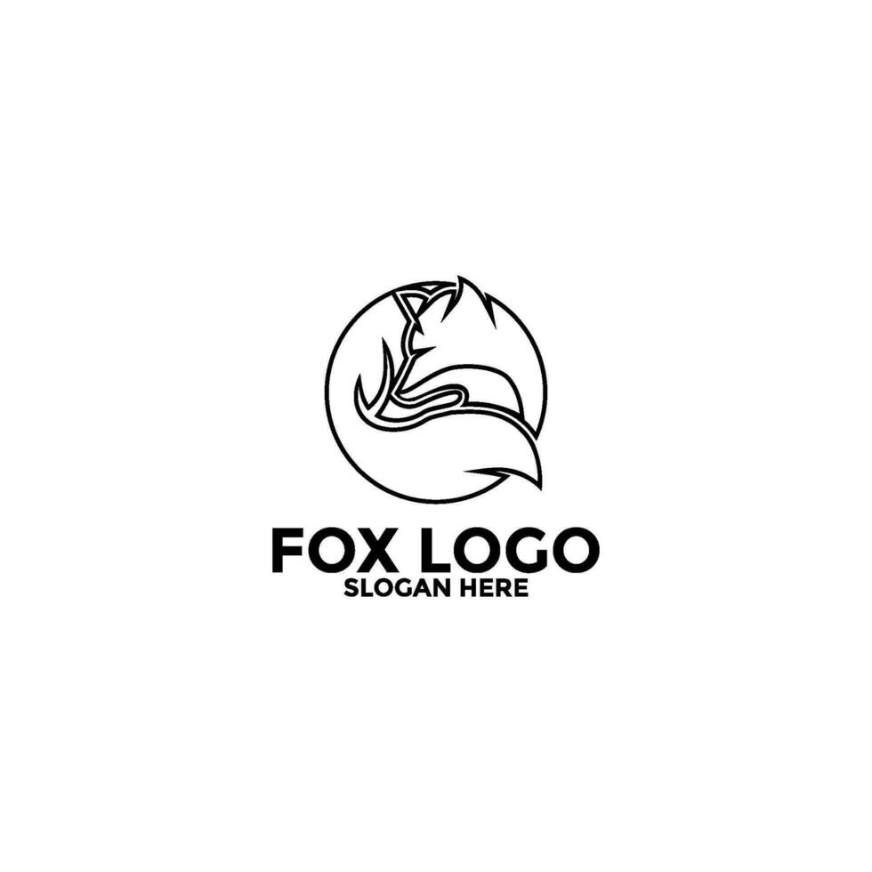 Fox Line Logo vector icon, Simple and modern Fox logo design template