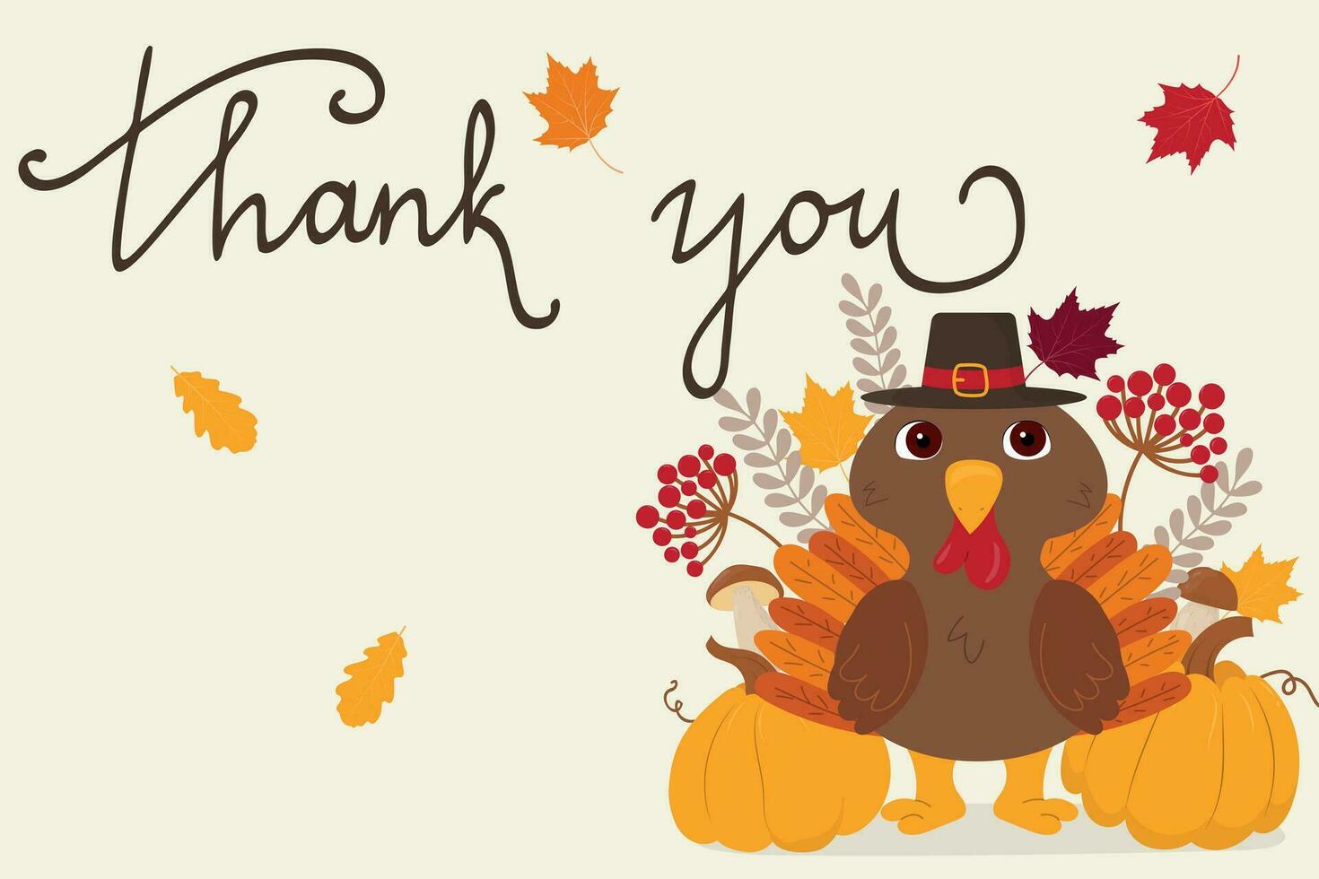 Happy thanksgiving day card with turkey vector