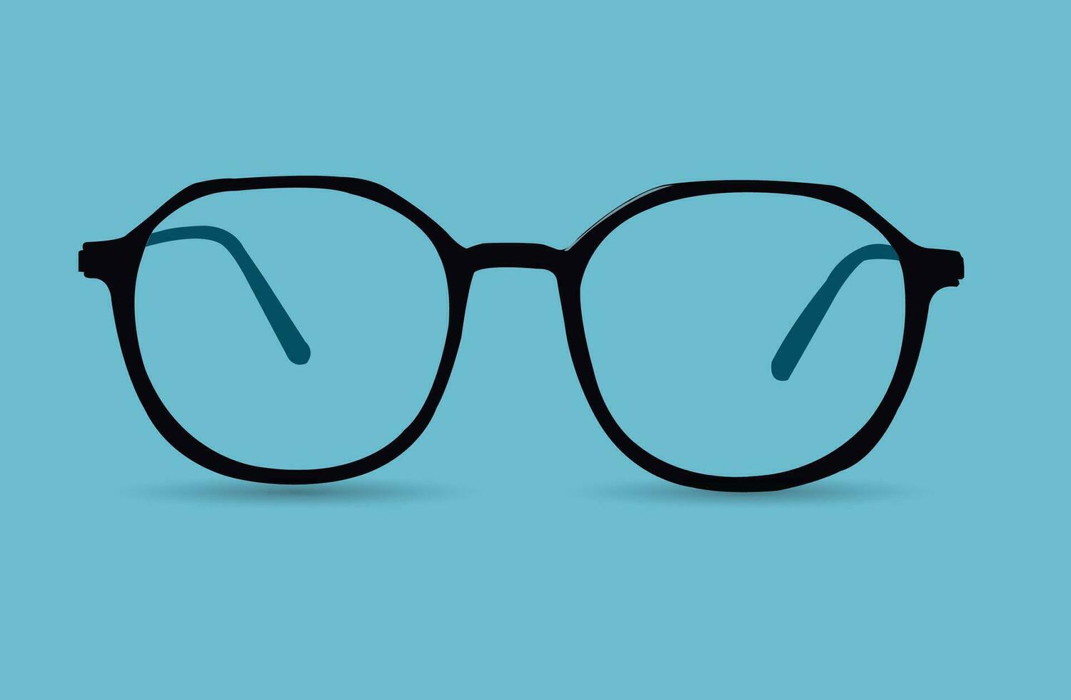 Sunglasses isolated on a Blue background. Vector illustration Round Frame.