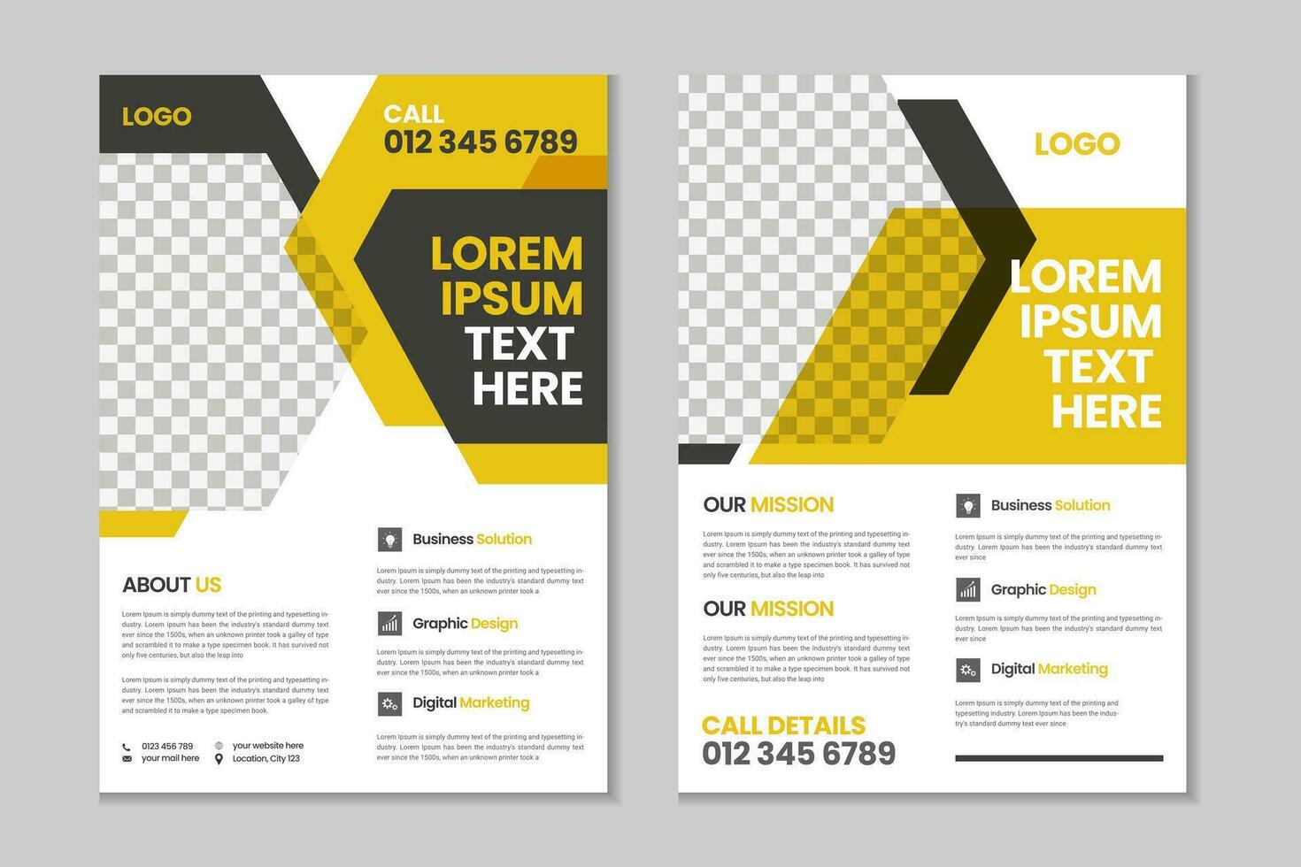 Double pages brochure template design, flyer template design, business brochure, annual report, portfolio, magazine, poster, modern presentation, a4 size banner template design vector