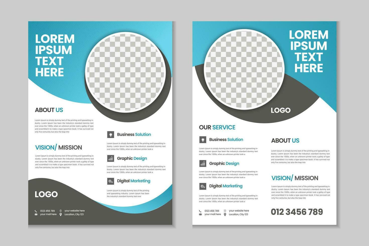 Double pages brochure template design, flyer template design, business brochure, annual report, portfolio, magazine, poster, modern presentation, a4 size banner template design vector