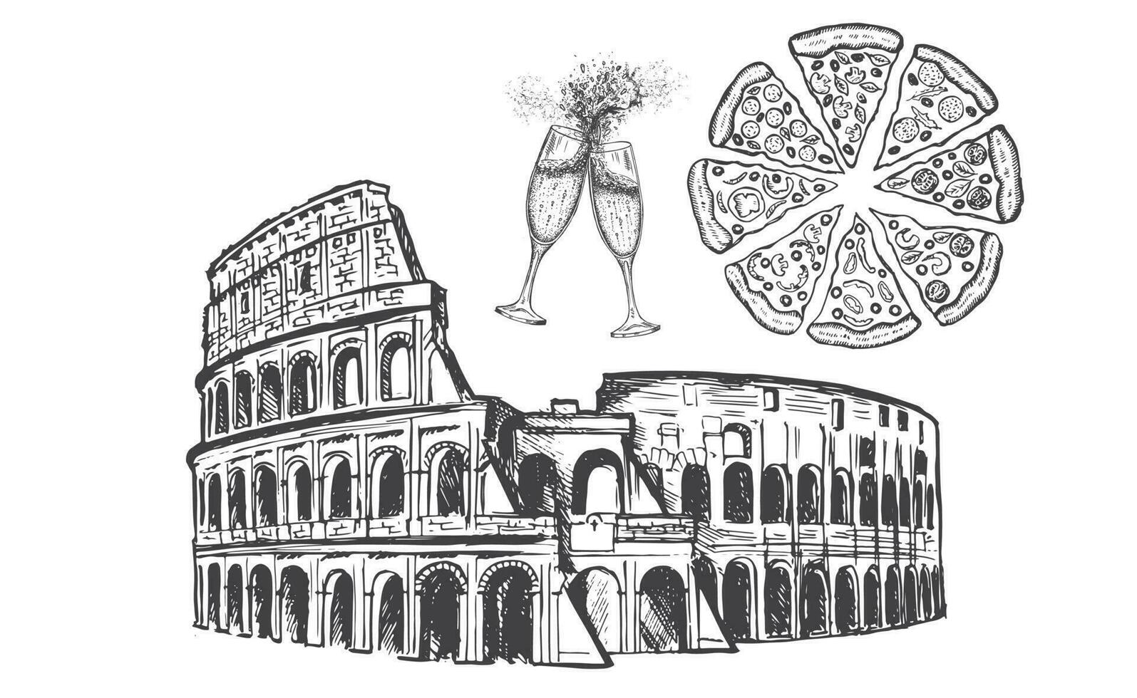 bosquejo de el Coliseo. Roma, Italia. mano dibujado ilustración vector