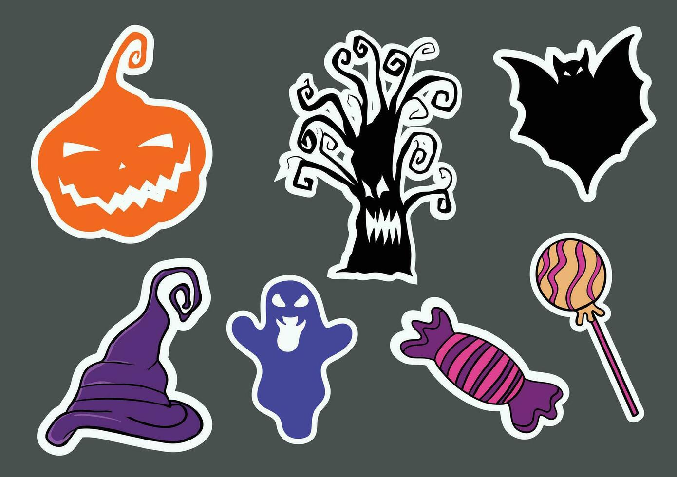 Set of stickers of Halloween Vector illustration