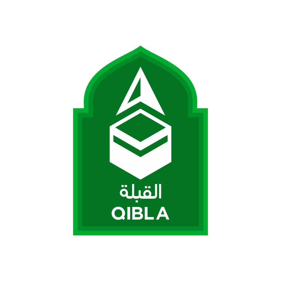 lujo qibla dirección icono, a informar musulmán adoradores cuando Orando en público lugares, lata ser instalado en mezquitas, oración habitaciones, musulmán oración habitaciones en oficinas o otro público lugares vector