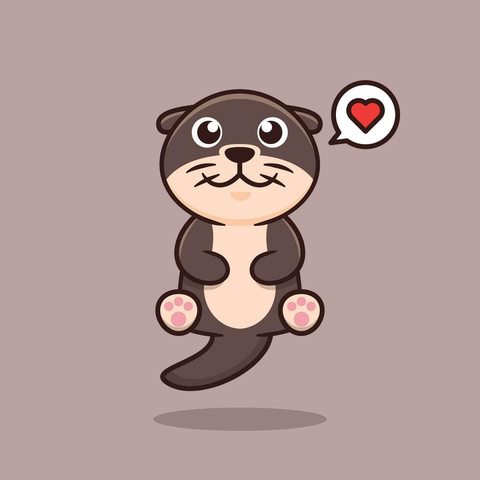 Cute Otter Cartoon Vector Illustration. Animal Nature Isolated. Flat Cartoon Style.