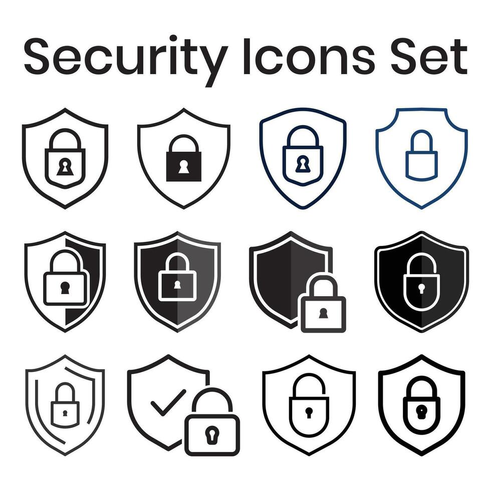 Security Icon Set, Protection Sign, Padlock Icon, Privacy, Safety Icon, Shield Protect Vector, Guard Design Elements, Lock Security Symbol, Access Denied Design Illustration vector