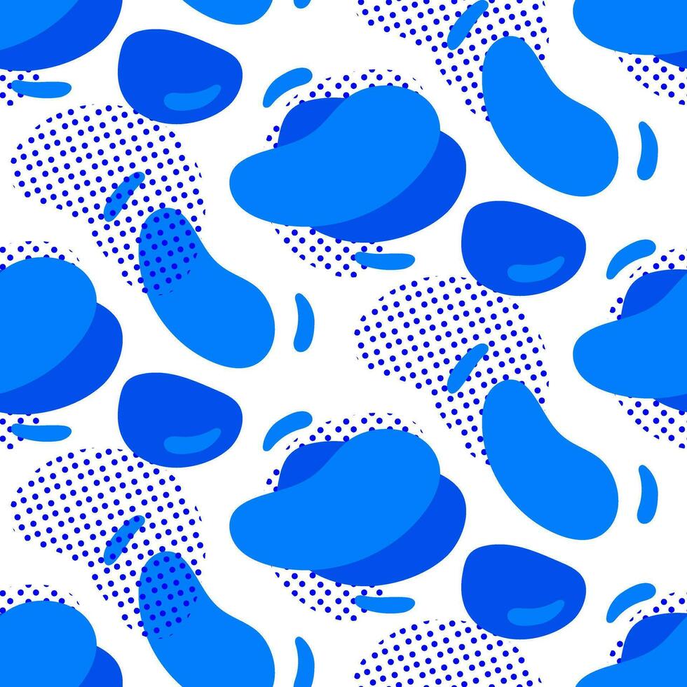 Seamless pattern with abstract modern graphic elements in blue. Dynamic color shapes and textures with smooth flowing shapes. Texture for the design of the background, flyer or presentation vector