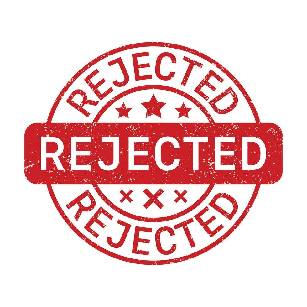 Rejected Stamp, Rejected Icon, Rejected Proposal Retro Vintage With Grunge Texture, Denied Seal, Emblem, Badge, Banner, Template Design Vector Illustration