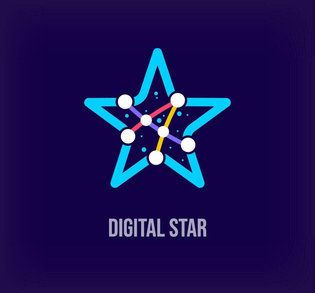 Creative digital star enterprise design. Unique color transitions. Unique virtual technology and connection template. vector