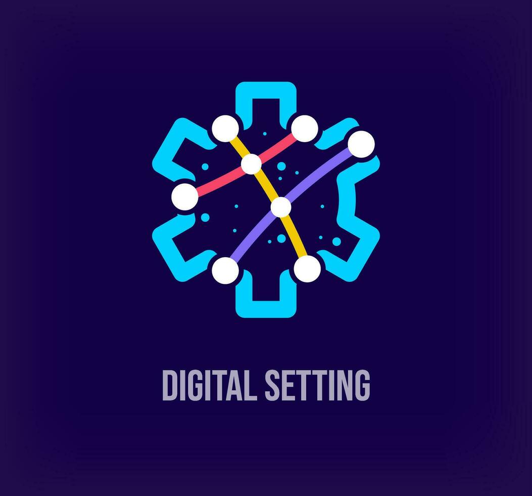 Creative digital setting corporate design. Unique color transitions. Unique virtual technology and connection template. vector