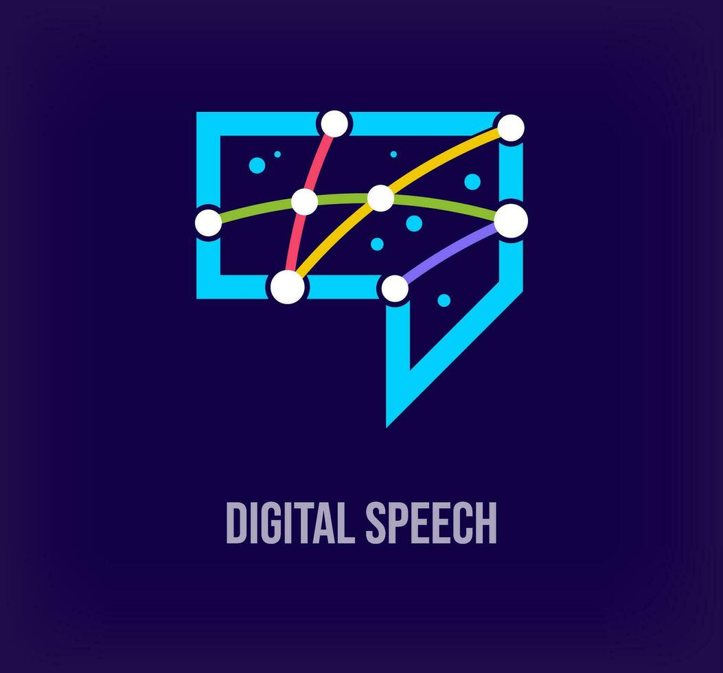 Creative digital speech corporate design. Unique color transitions. Unique virtual technology and connection template. vector