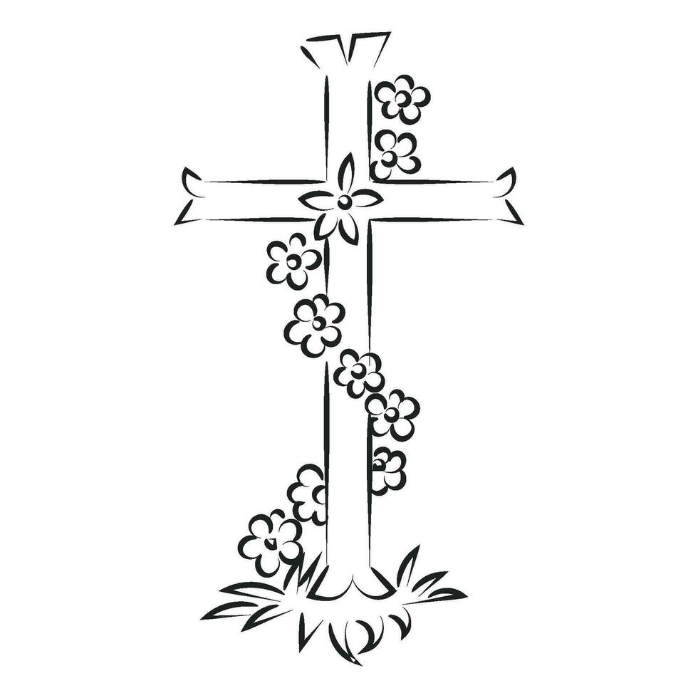 Christian line art design for print vector