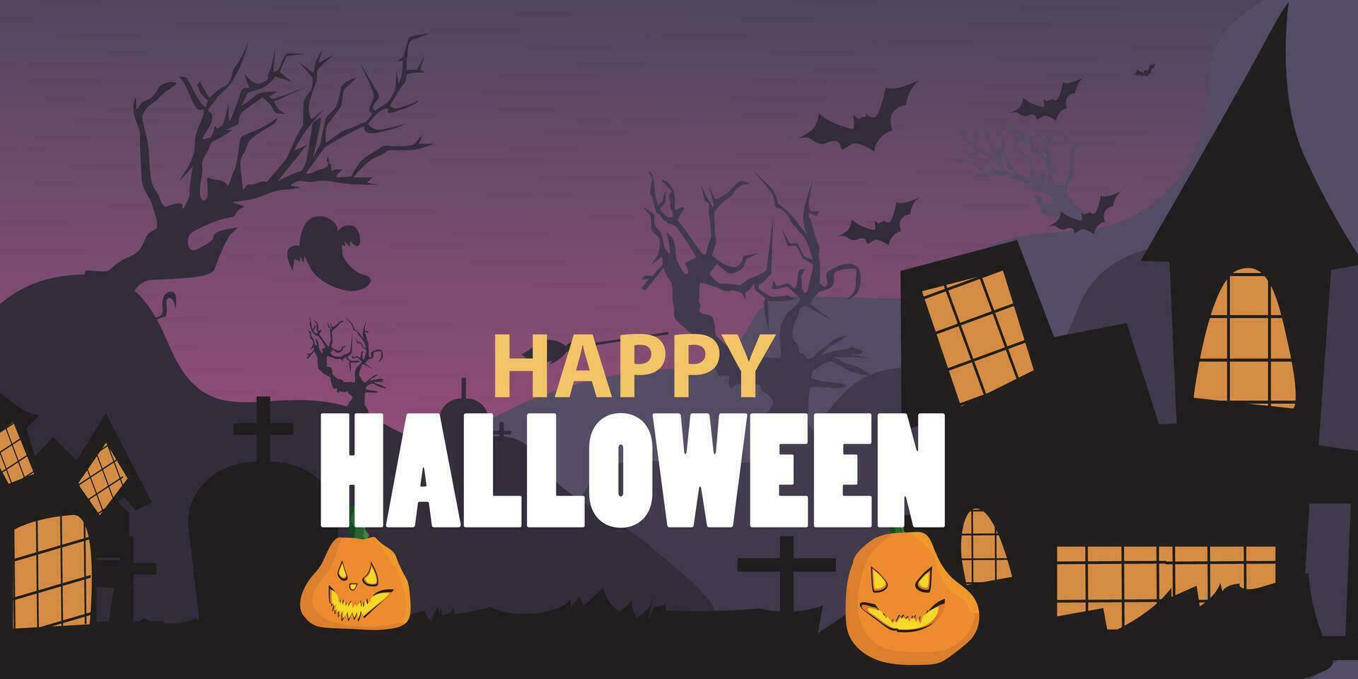 Happy Halloween October 31st banner template October trick or treat festival, with pumpkins, and