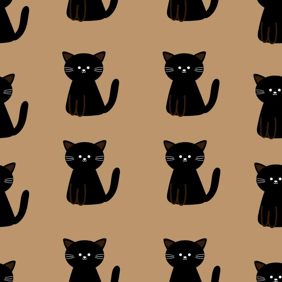 Halloween seamless pattern with cartoon cat and halloween element. cute halloween wallpaper for holiday theme, gift wrap paper vector