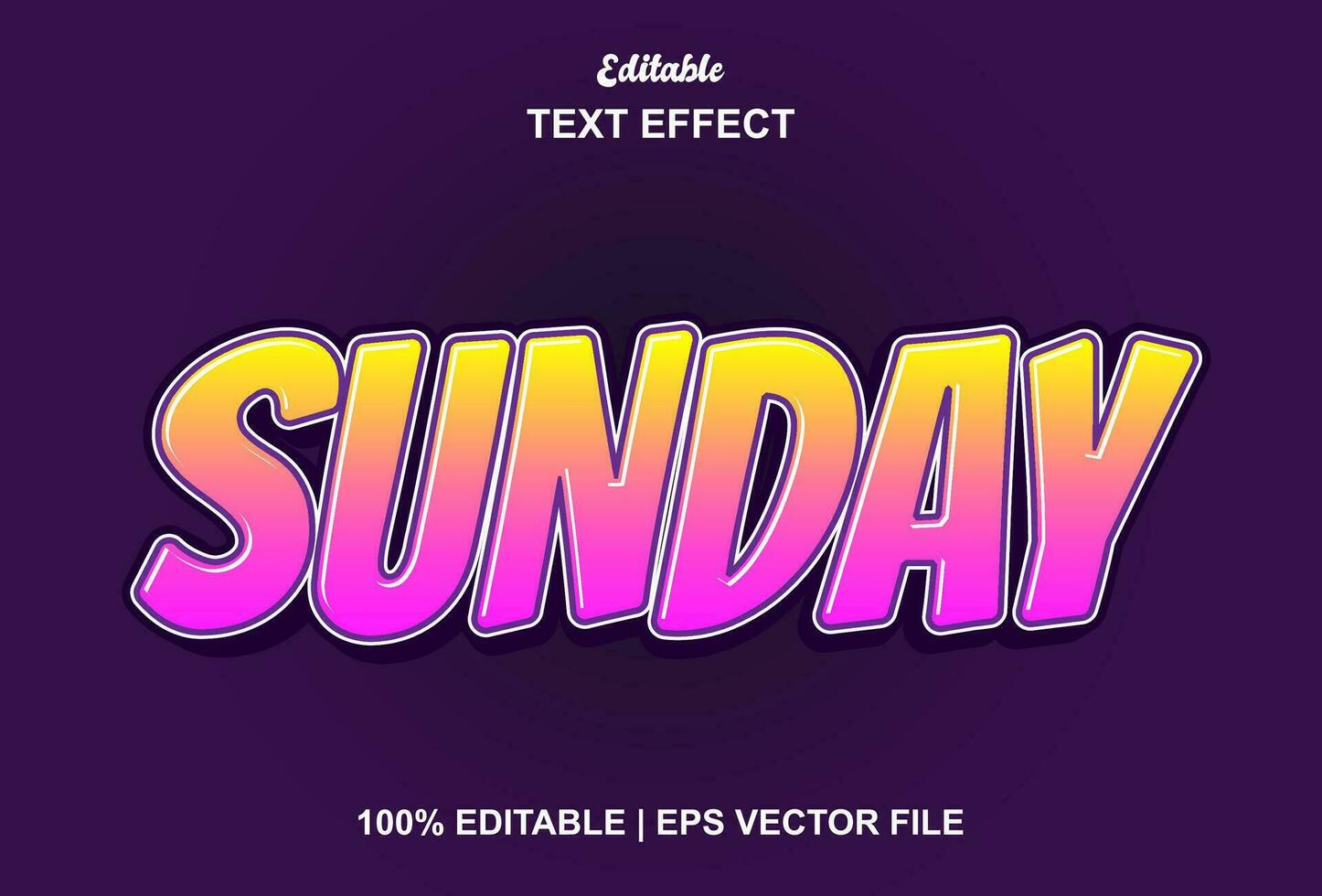 sunday text effect with purple color graphic style and editable. vector