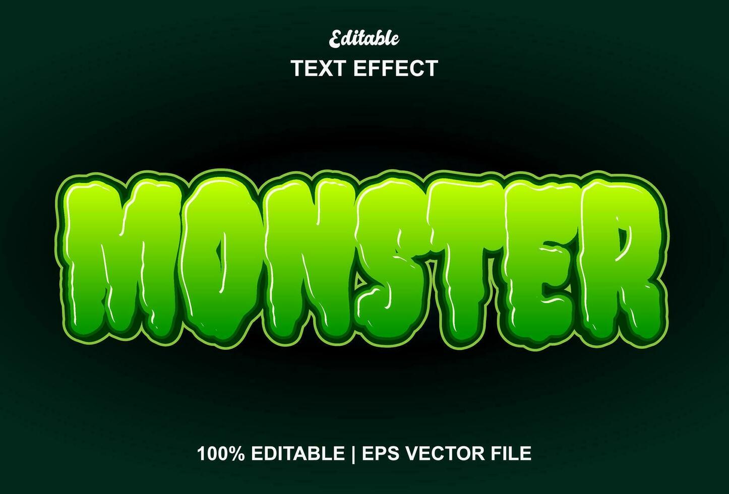 monster text effect with green graphic style and editable. vector