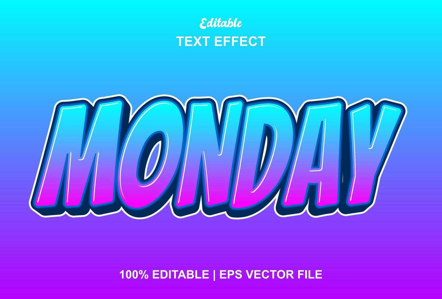 monday text effect with blue graphic style and editable. vector