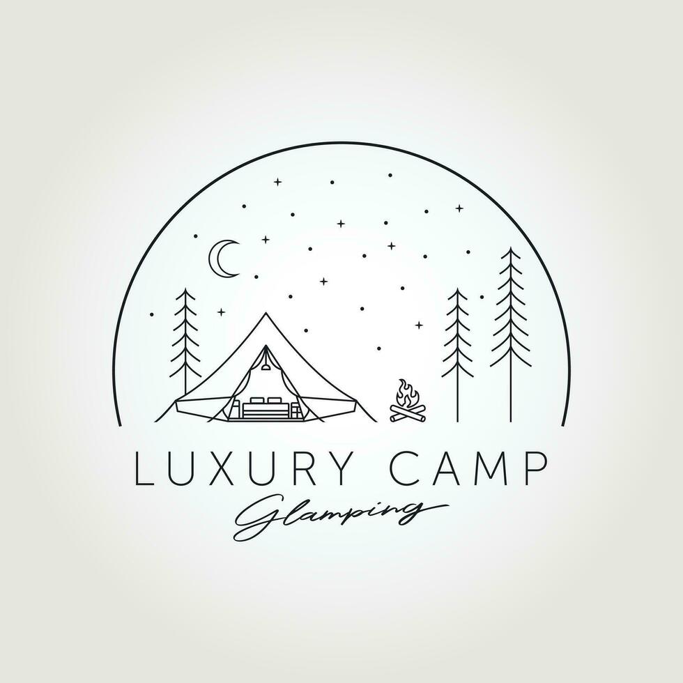 lujo acampar. glamping recreación logo línea Arte vector ilustración diseño