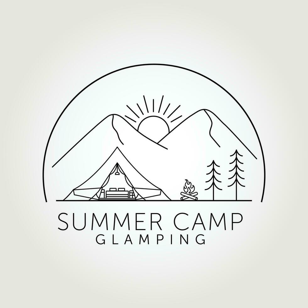 verano acampar. glamping logo línea Arte vector ilustración diseño