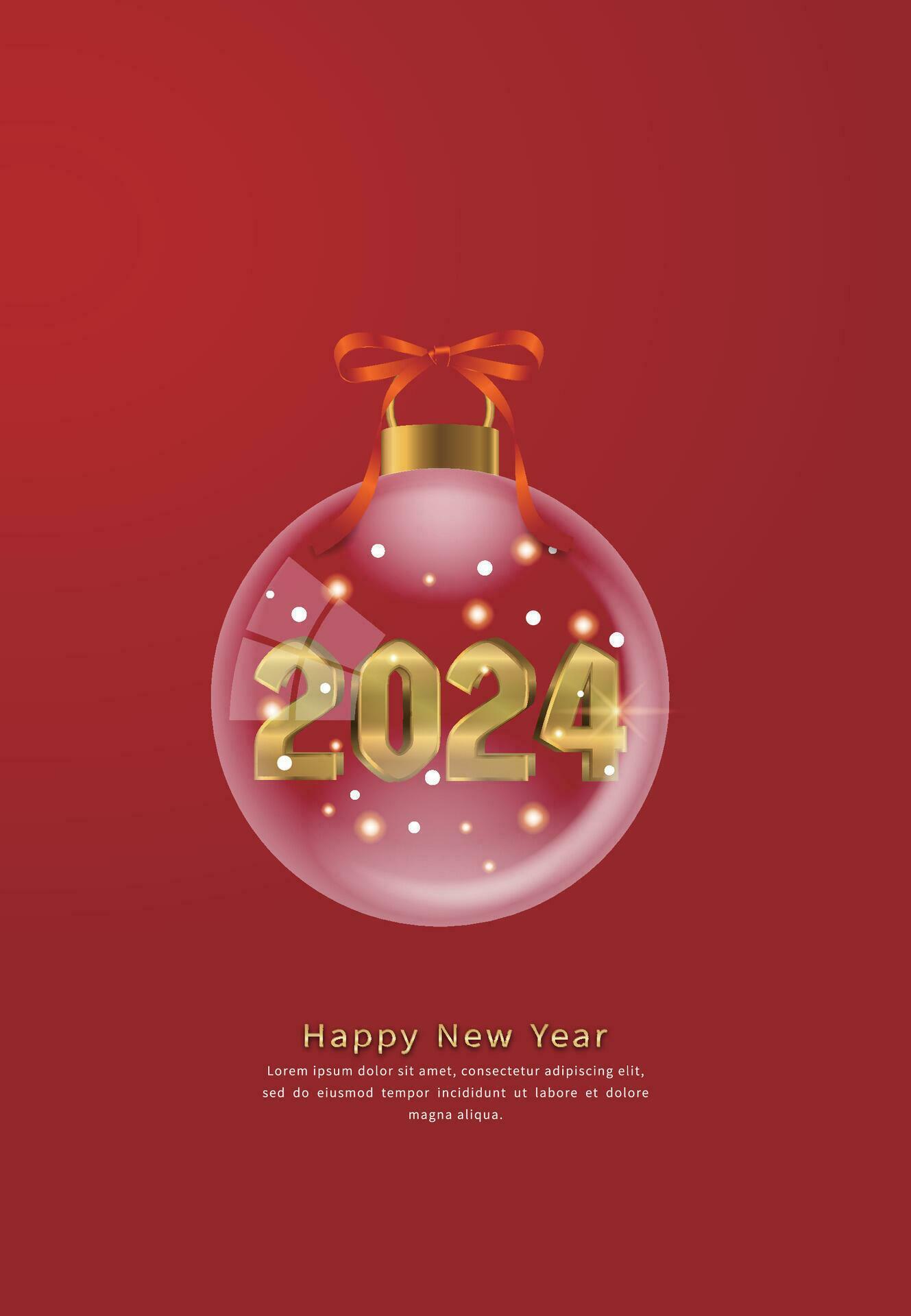 Christmas Decoration 2024 Numbers Happy New Year Greeting Card 28199728