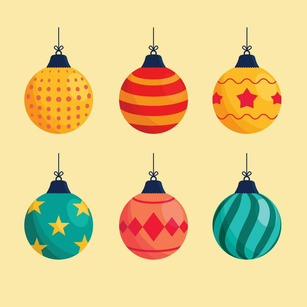 conjunto de Navidad pelotas. conjunto de Navidad adornos vector ilustración de Navidad pelota adornos