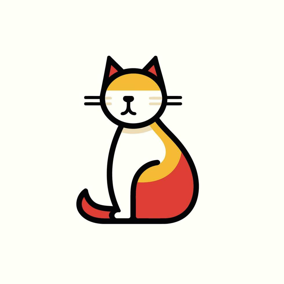 Cute cat icon on white background. Vector illustration.