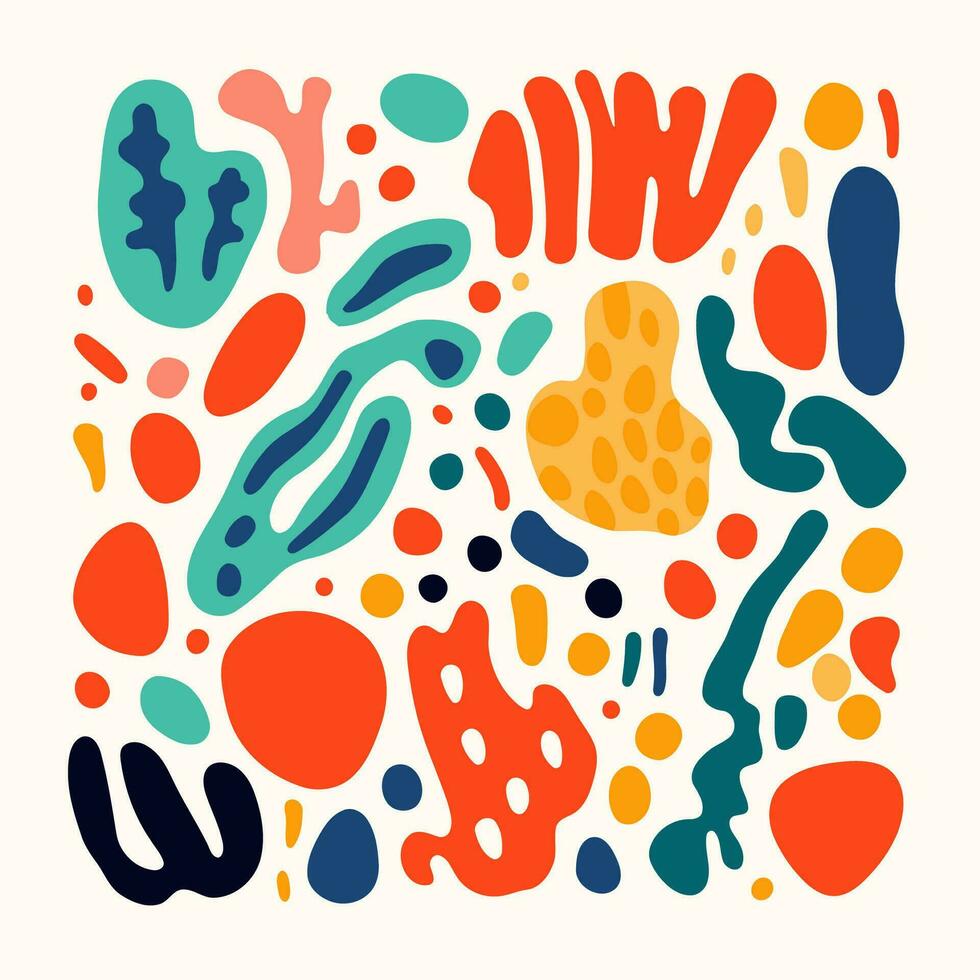 Hand drawn vector abstract creative doodle illustration with various shapes and textures.