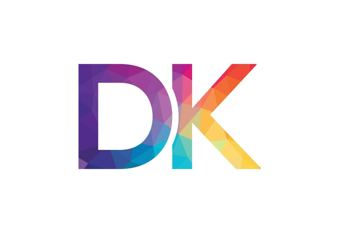 Low Poly and Alphabet initial DK letter logo design, Vector design template