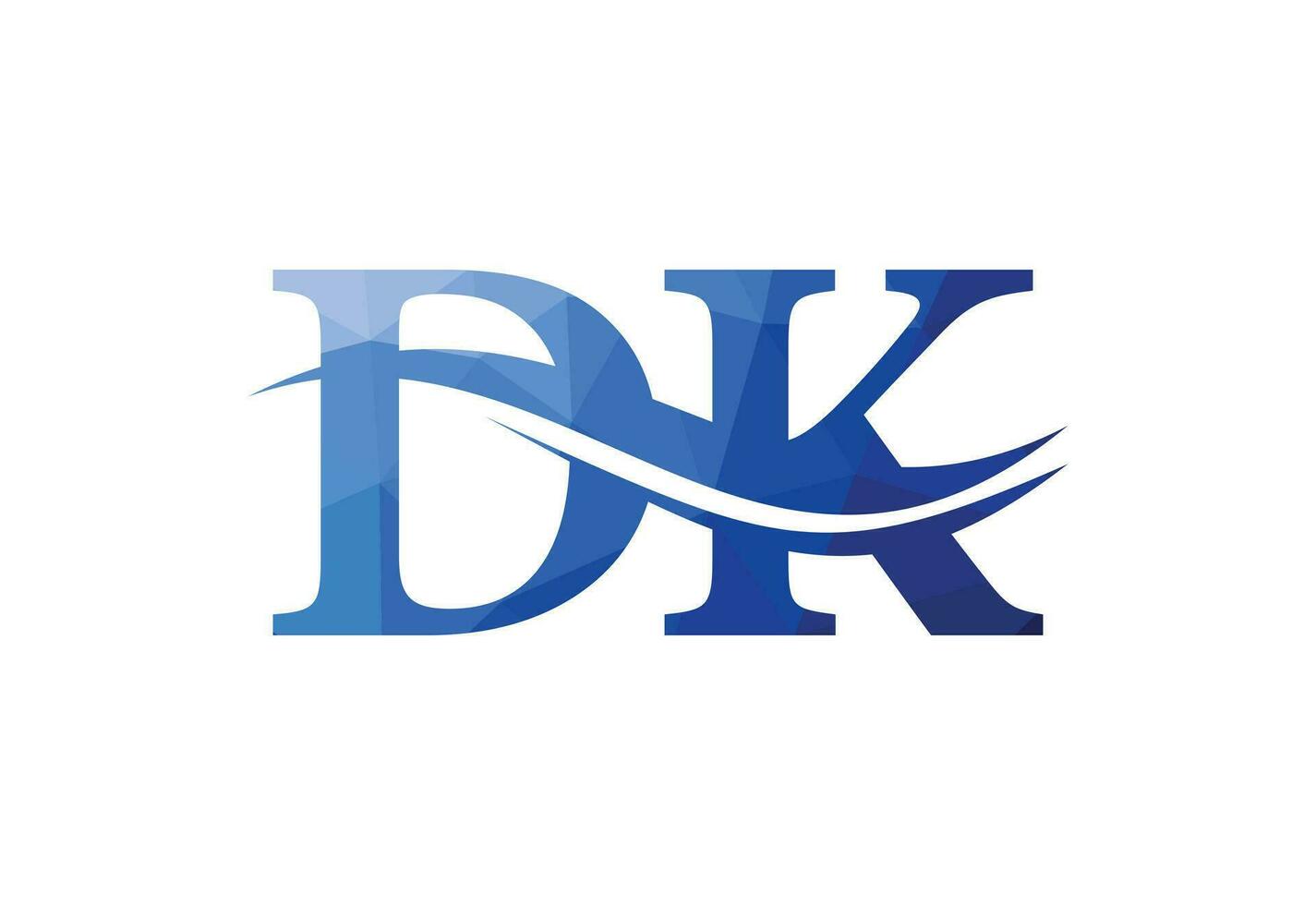 Low Poly and Alphabet initial DK letter logo design, Vector design template