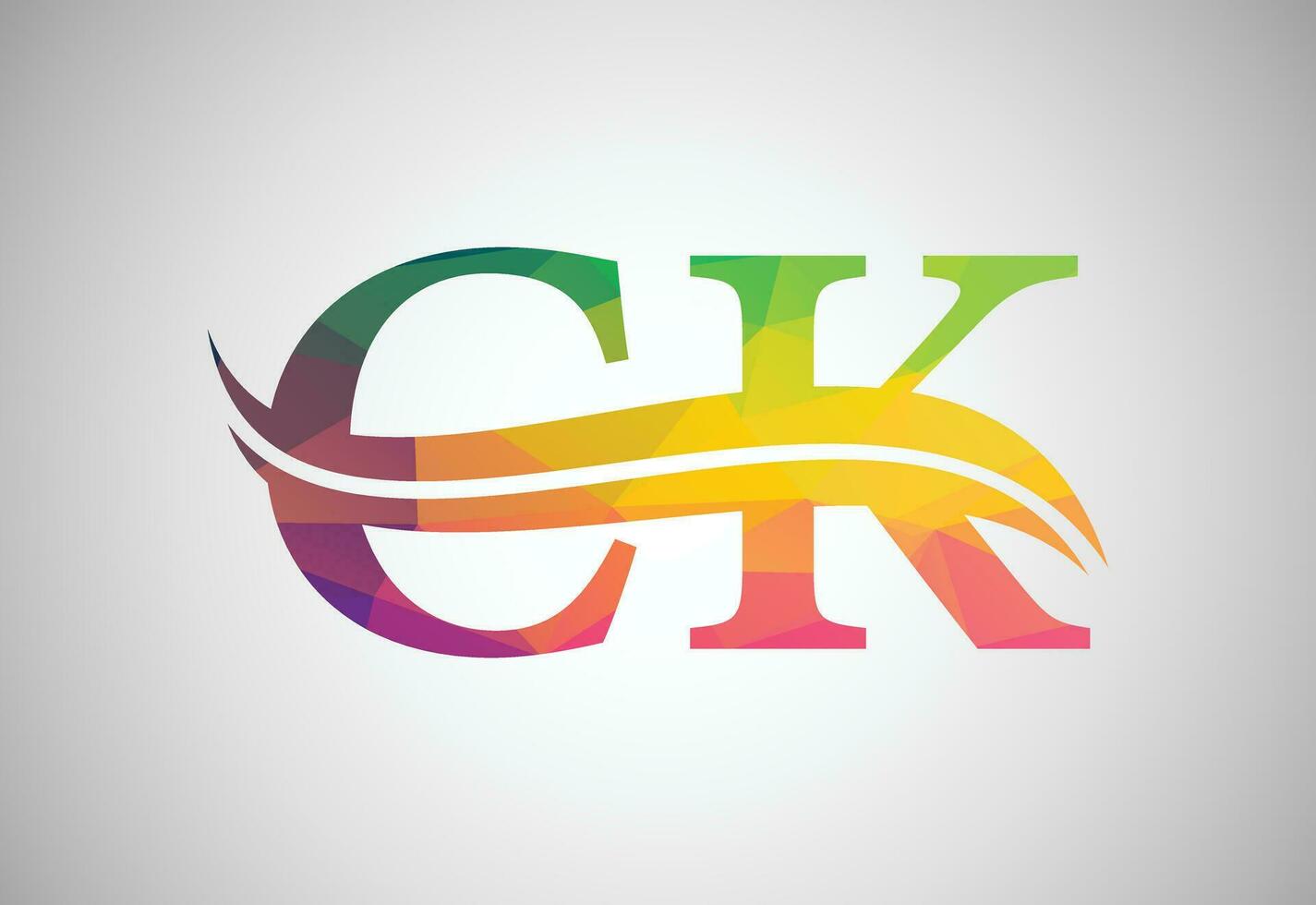 Low Poly and Alphabet initial CK letter logo design, Vector design template